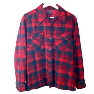 Pendleton 100% Virgin Wool Plaid Shirt Mens M Outdoor Camping Chores Hiking‎